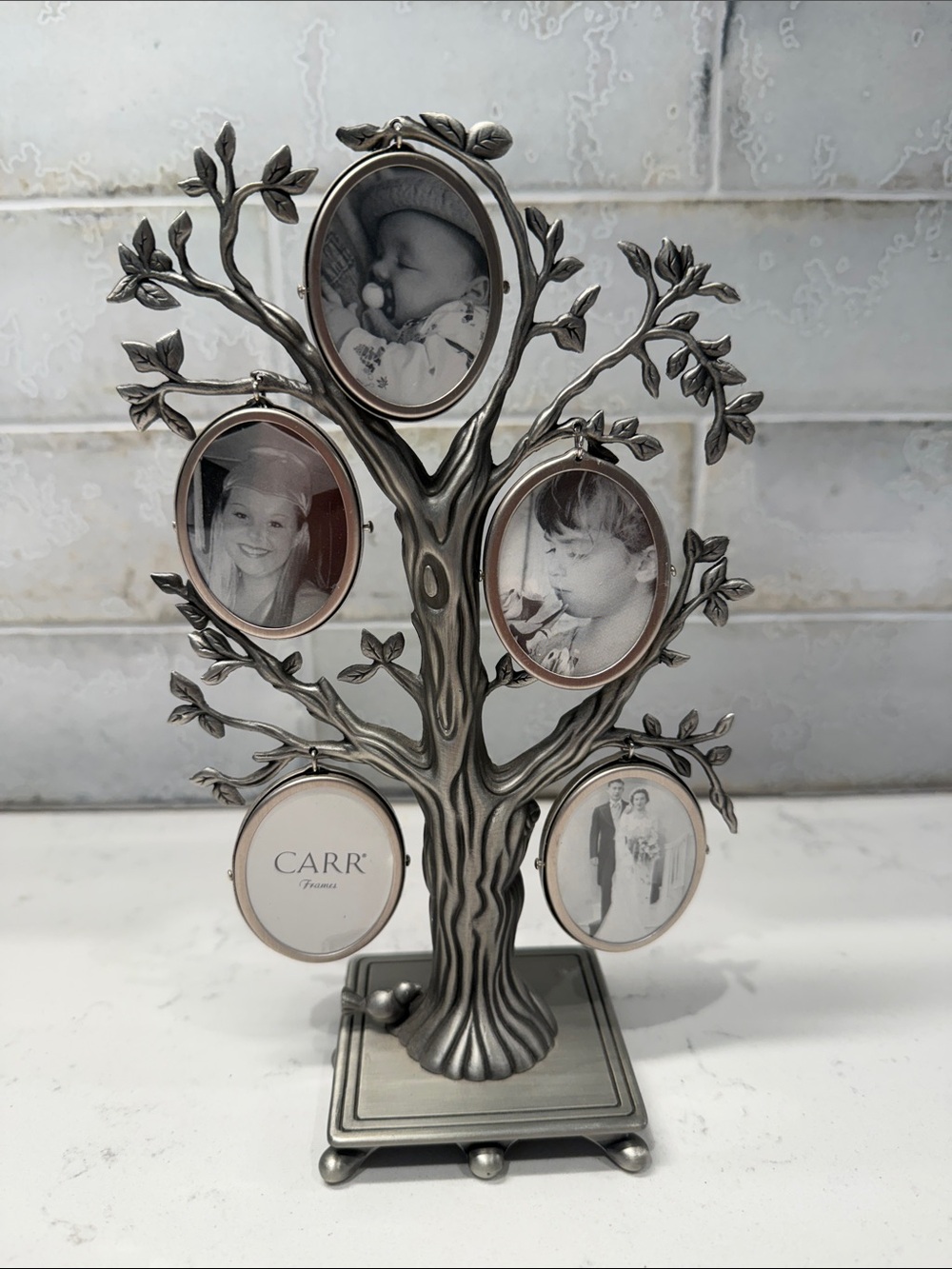 Carr Silver Tree Photo Frame - 5-Opening Decorative Display